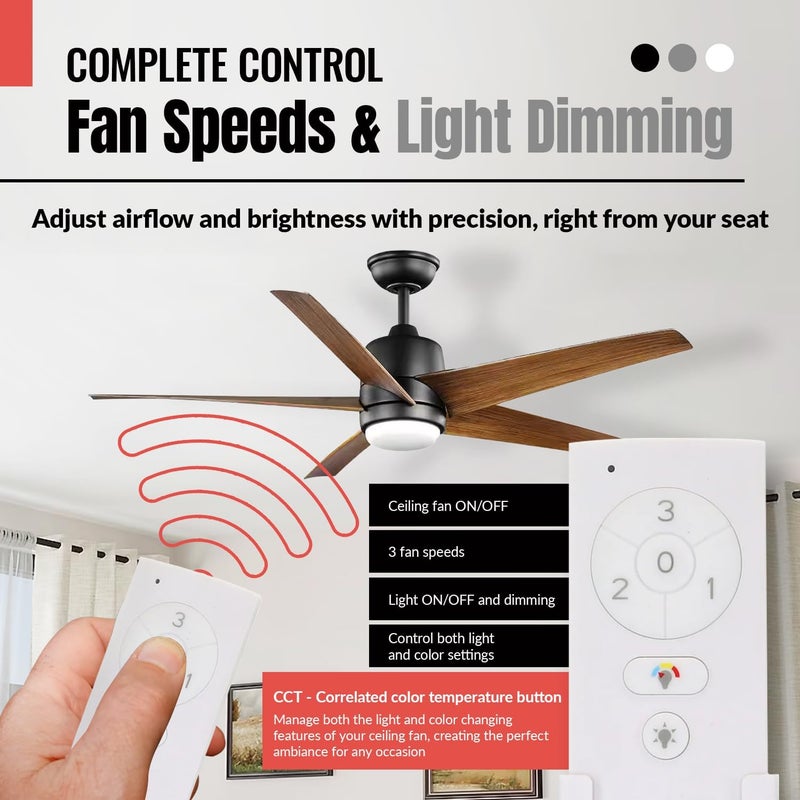 Anderic RRTX028C-S Replacement Ceiling Fan Remote Control Compatible with Hampton Bay and Home Decorators Collection Fans – Works with RRTX028CS Receiver, 3 Speeds, Light Dimming, CCT Color Control - Image 3